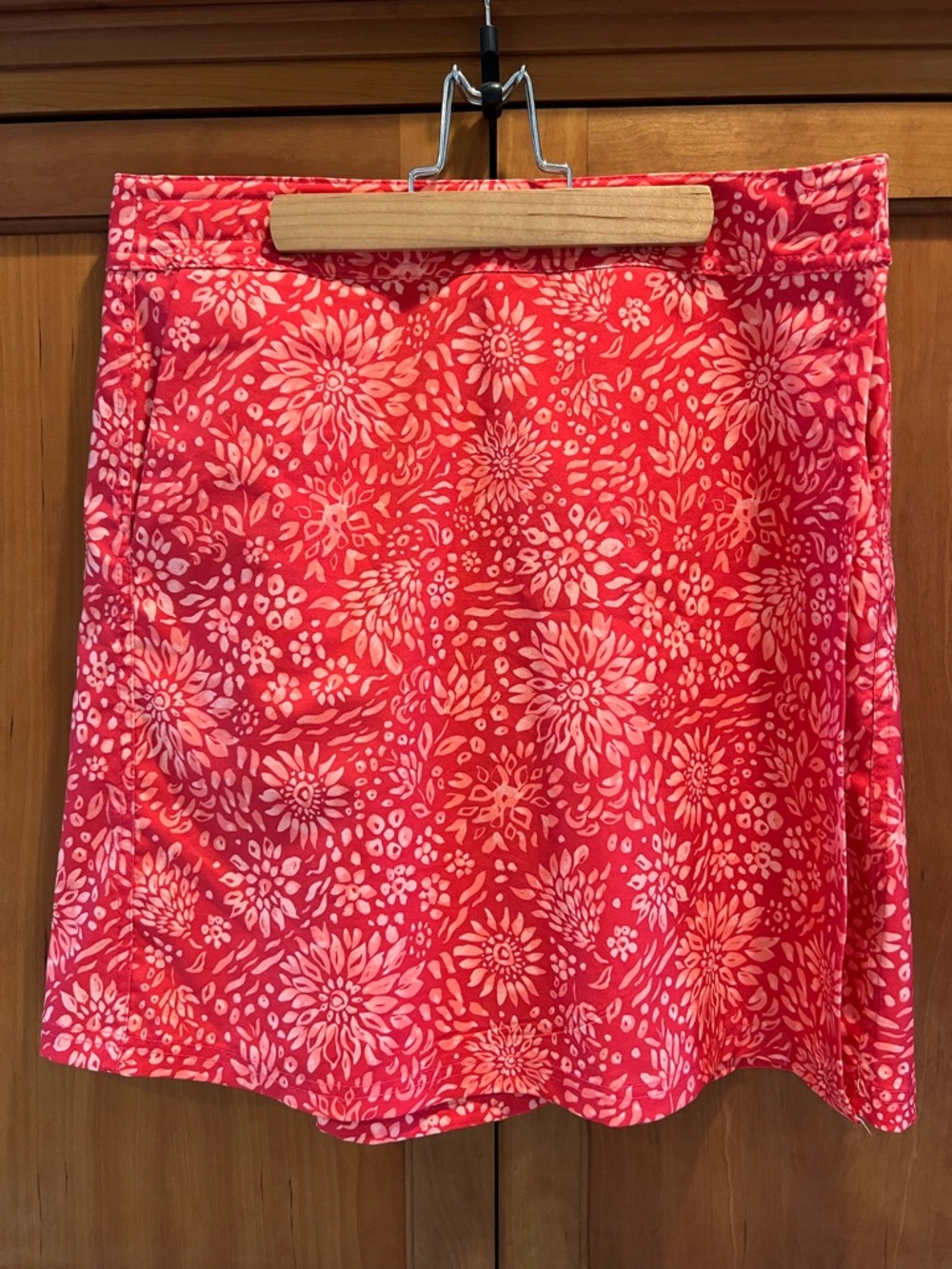 Floral A-Line Wrap Skirt in Coral Pink by RipSkirt Hawaii